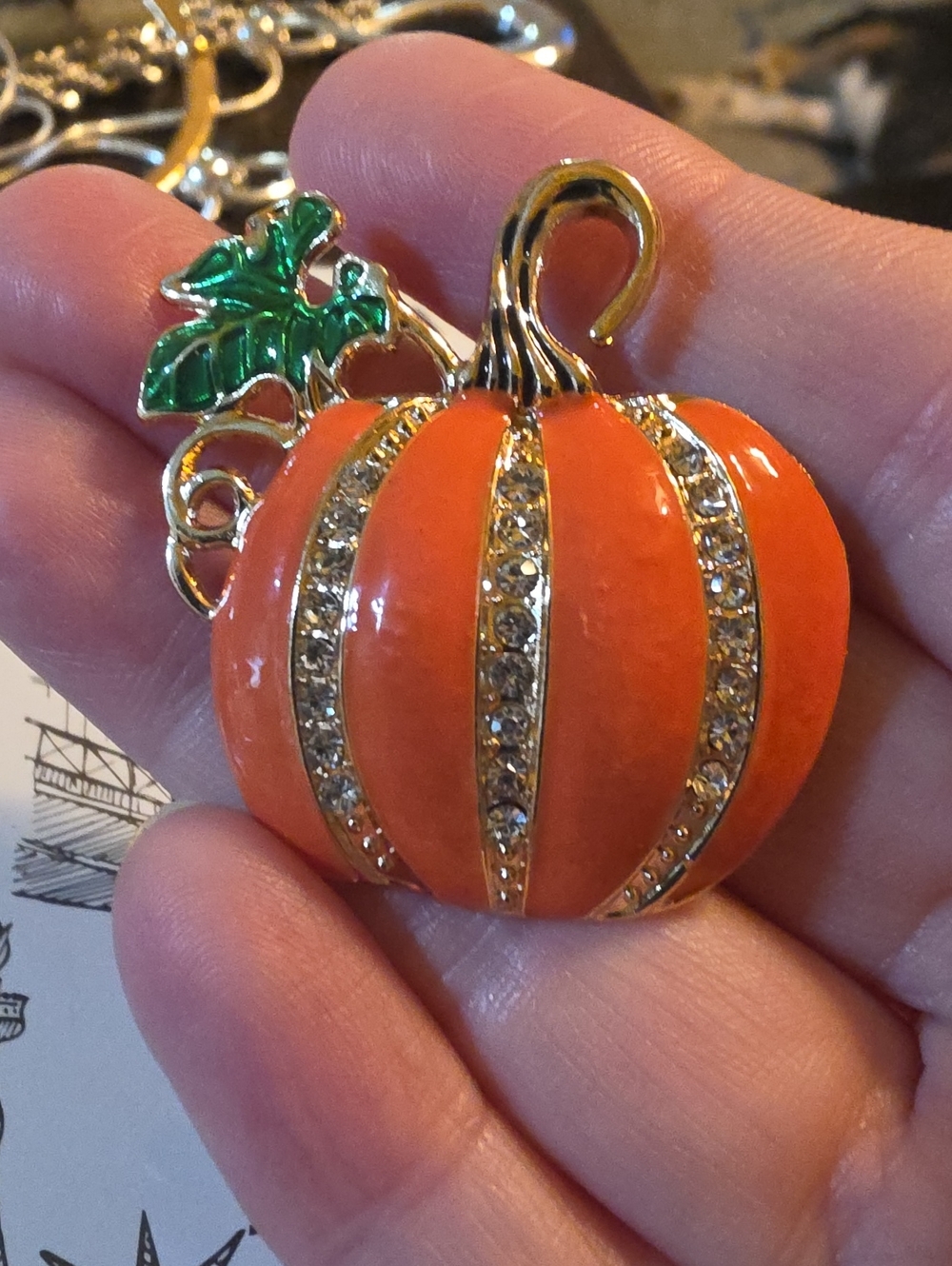 A87- Orange Pumpkin Brooch
